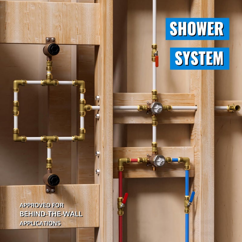 SUNGATOR Ball Valve 1/2 Inch, 1/2" Shut Off Valve, Water Shutoff, No Lead Brass Push-to-Connect Plumbing Fittings for Pex Pipe, Copper, CPVC, with 1 Disconnect Clip, Pack of 2 - Image 5